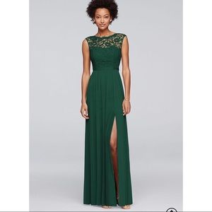 Long Bridesmaid Dress with Lace Bodice